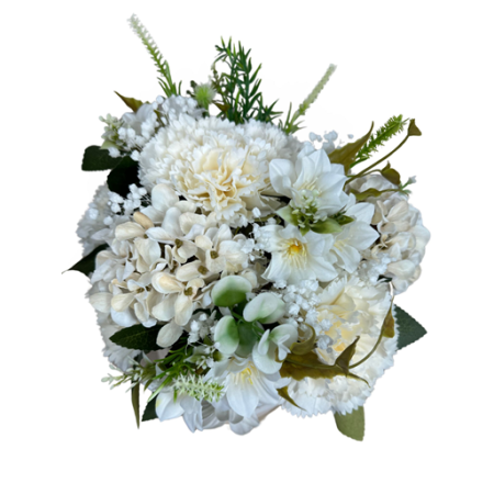 Welurowy flowerbox beżowy z bukietem goździków